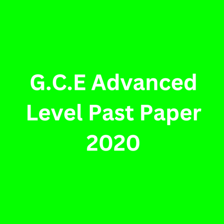 G.C.E Advanced Level Past Paper 2020